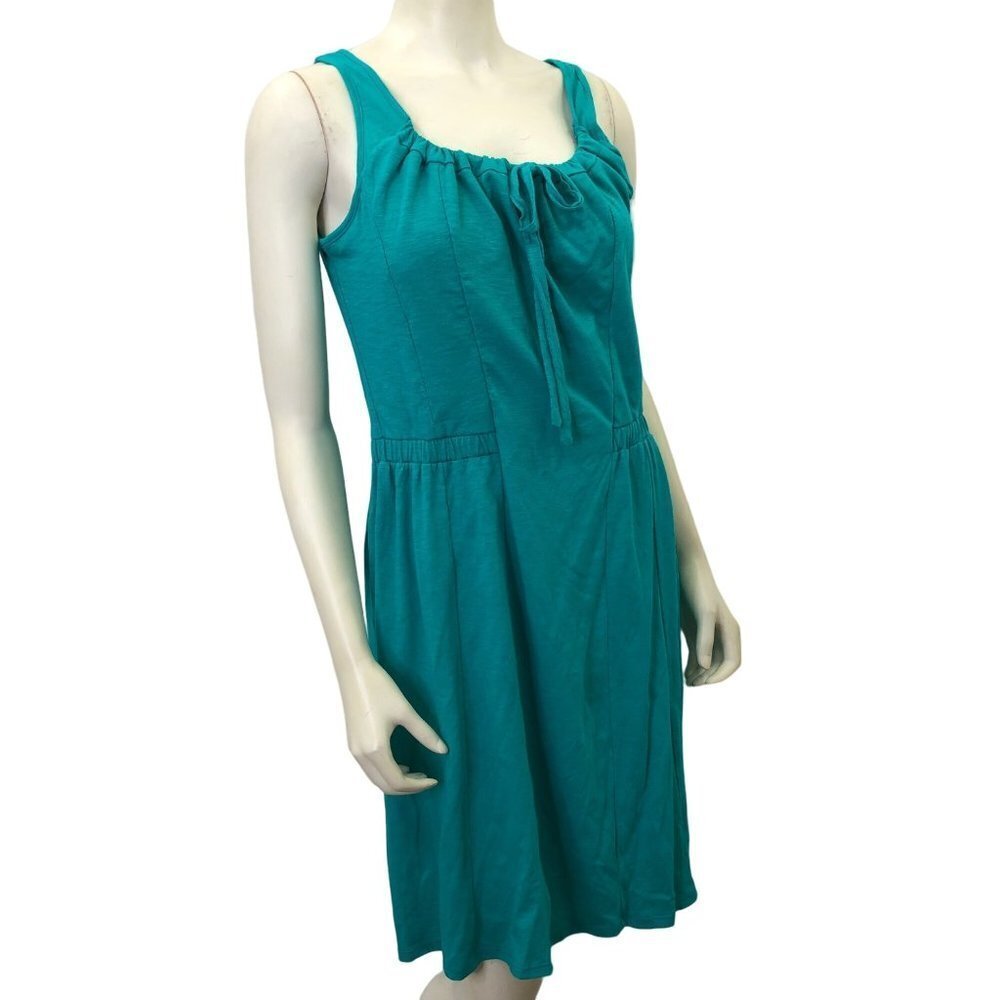 Athleta Empress Tank Dress Tie Front Green Cotton Modal Women's Size‎ MD